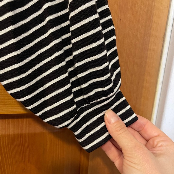 Reformation Jeans Striped Nadine Mock Neck Balloon Sleeve Dress - Picture 5 of 7